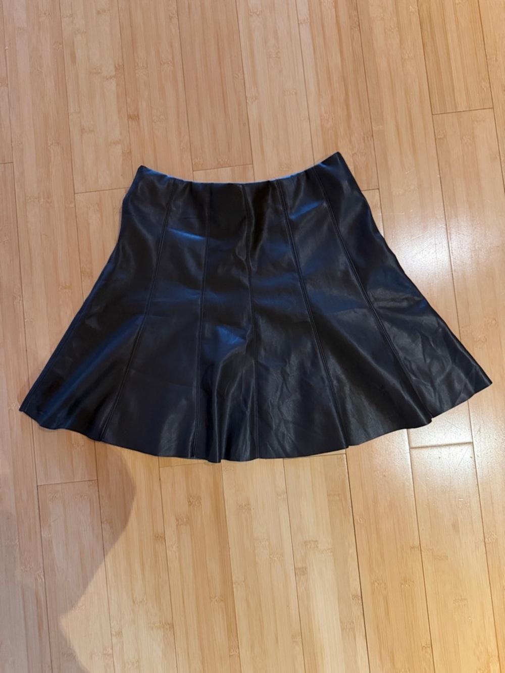 Outrage London Faux Leather Dark Brown Skater Skirt